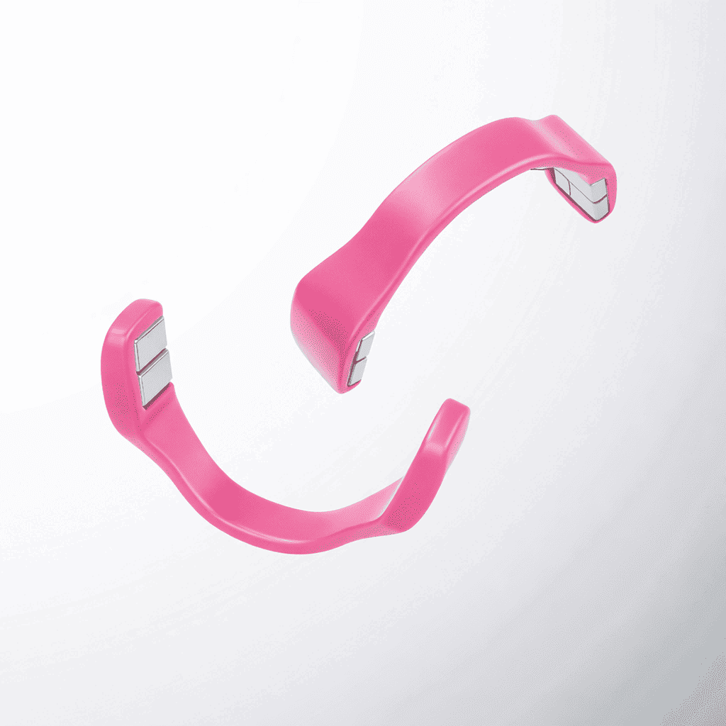 Exploded view of magnetic nasal dilator showing internal components