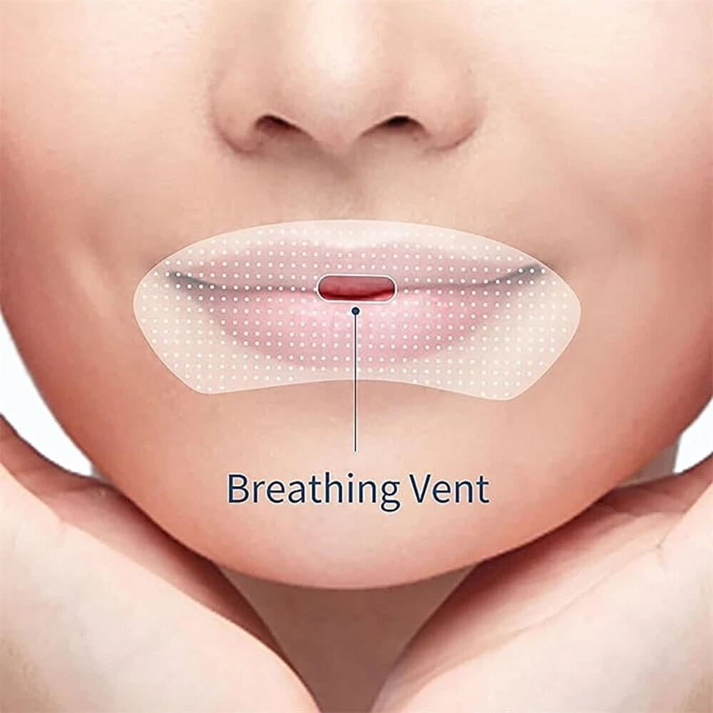 Close-up of a mouth tape design featuring visible breathing vents